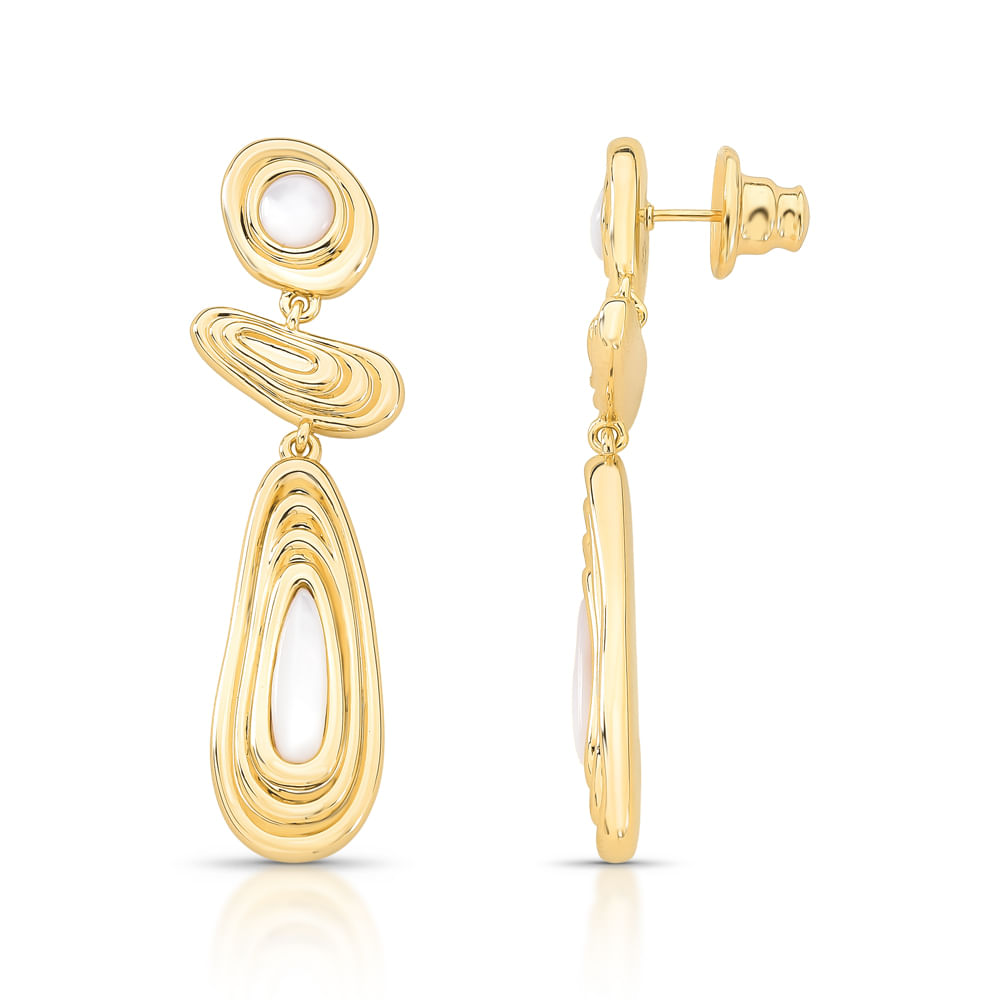 Brinco Longo Dourado Organico com Madreperola – BR01060111DOMP
